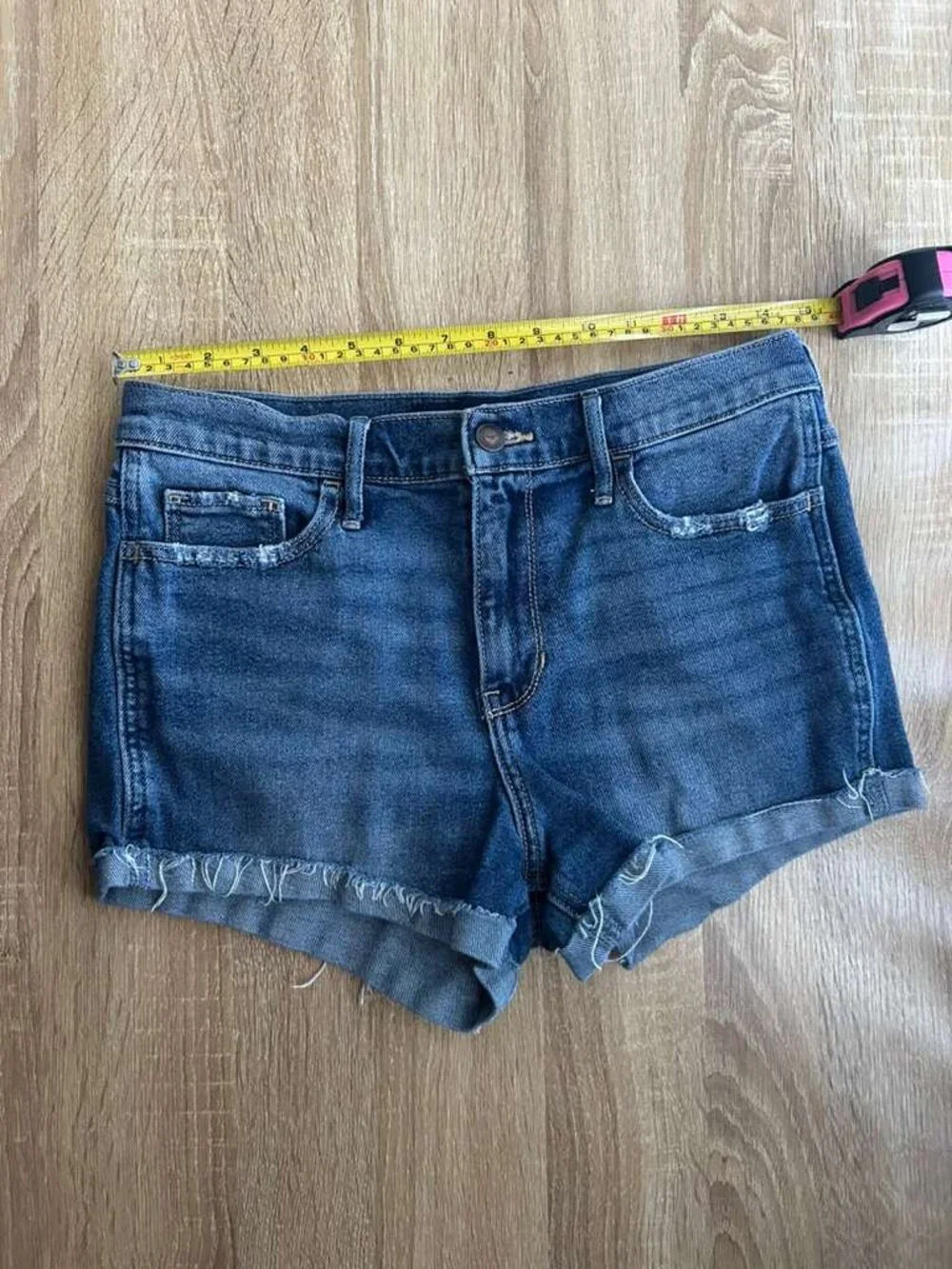 Hollister High Rise Denim Shorts W29 Blue Distressed Stretch - Picture 4 of 8